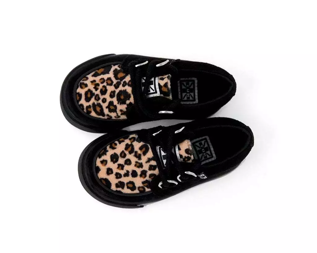 Black Leopard 2-Ring Creeper Toddler Sneaker