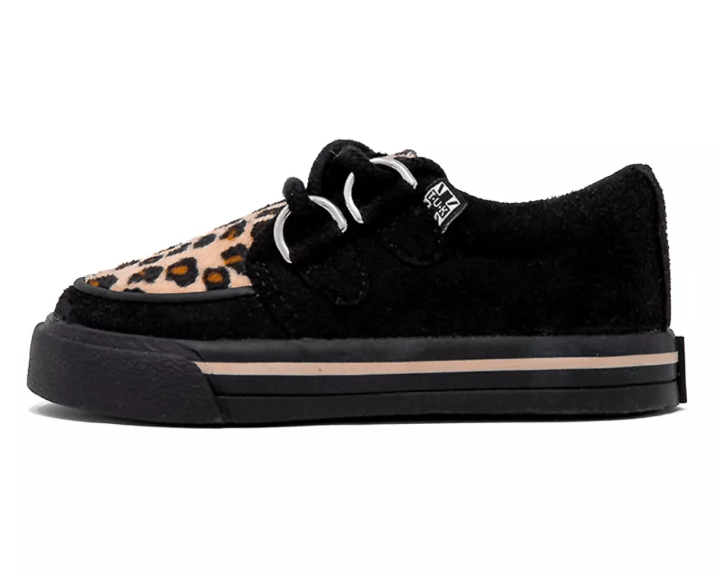 Black Leopard 2-Ring Creeper Toddler Sneaker