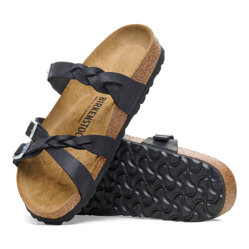 Black Oiled Leather Franca Braided