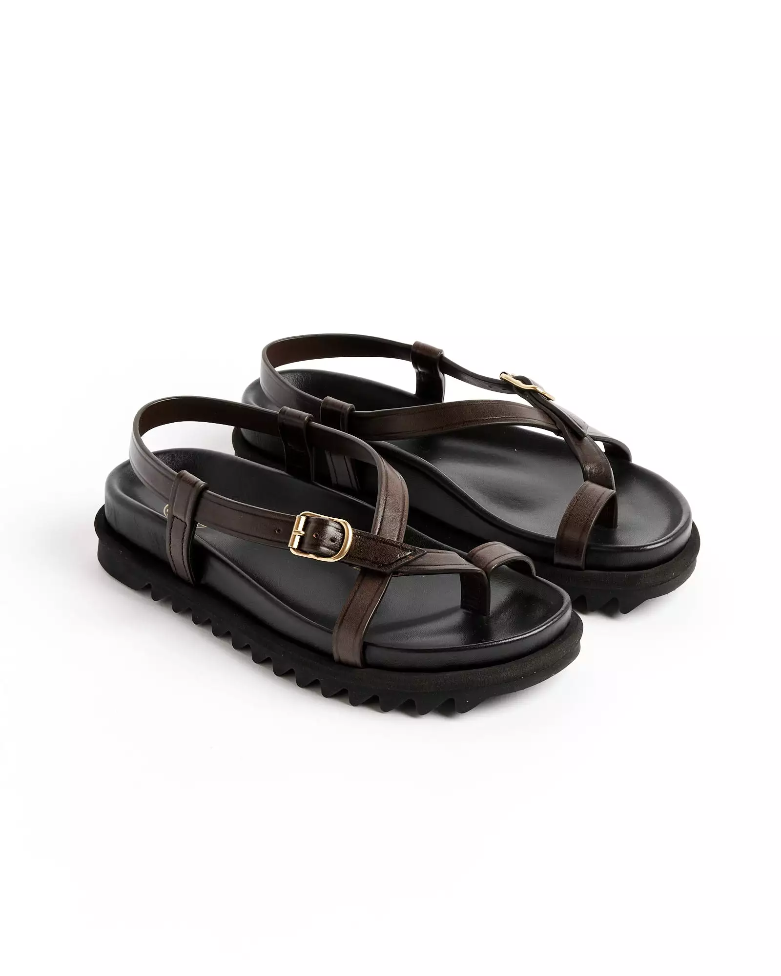 Black platform sandals.