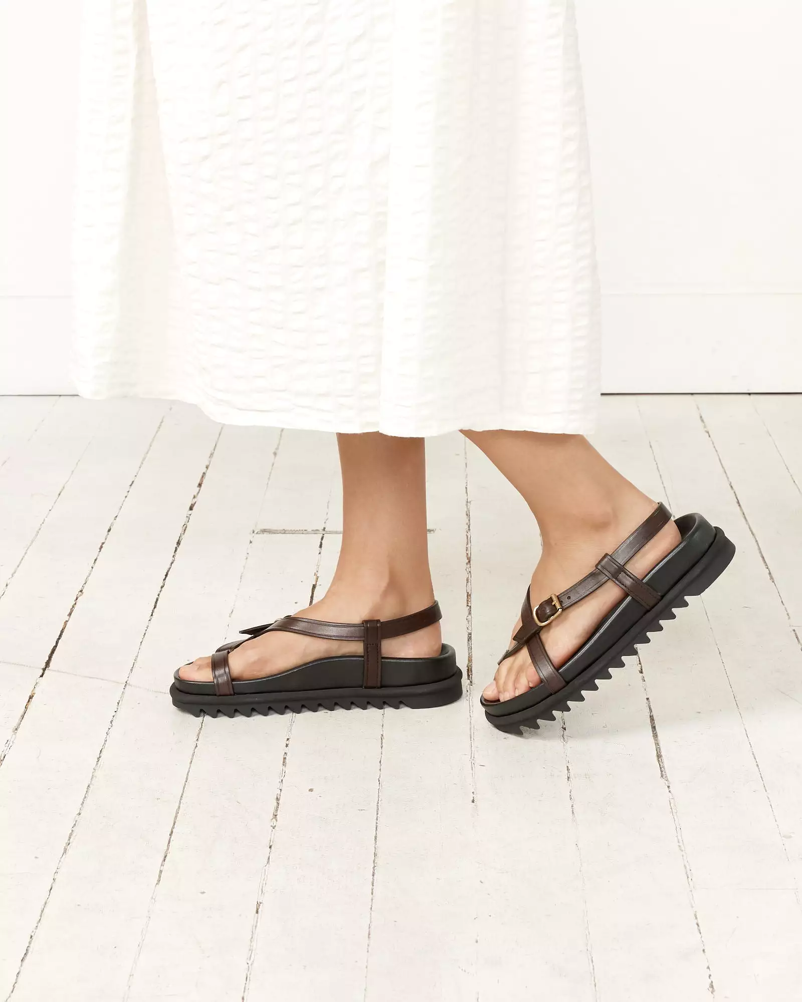 Black platform sandals.