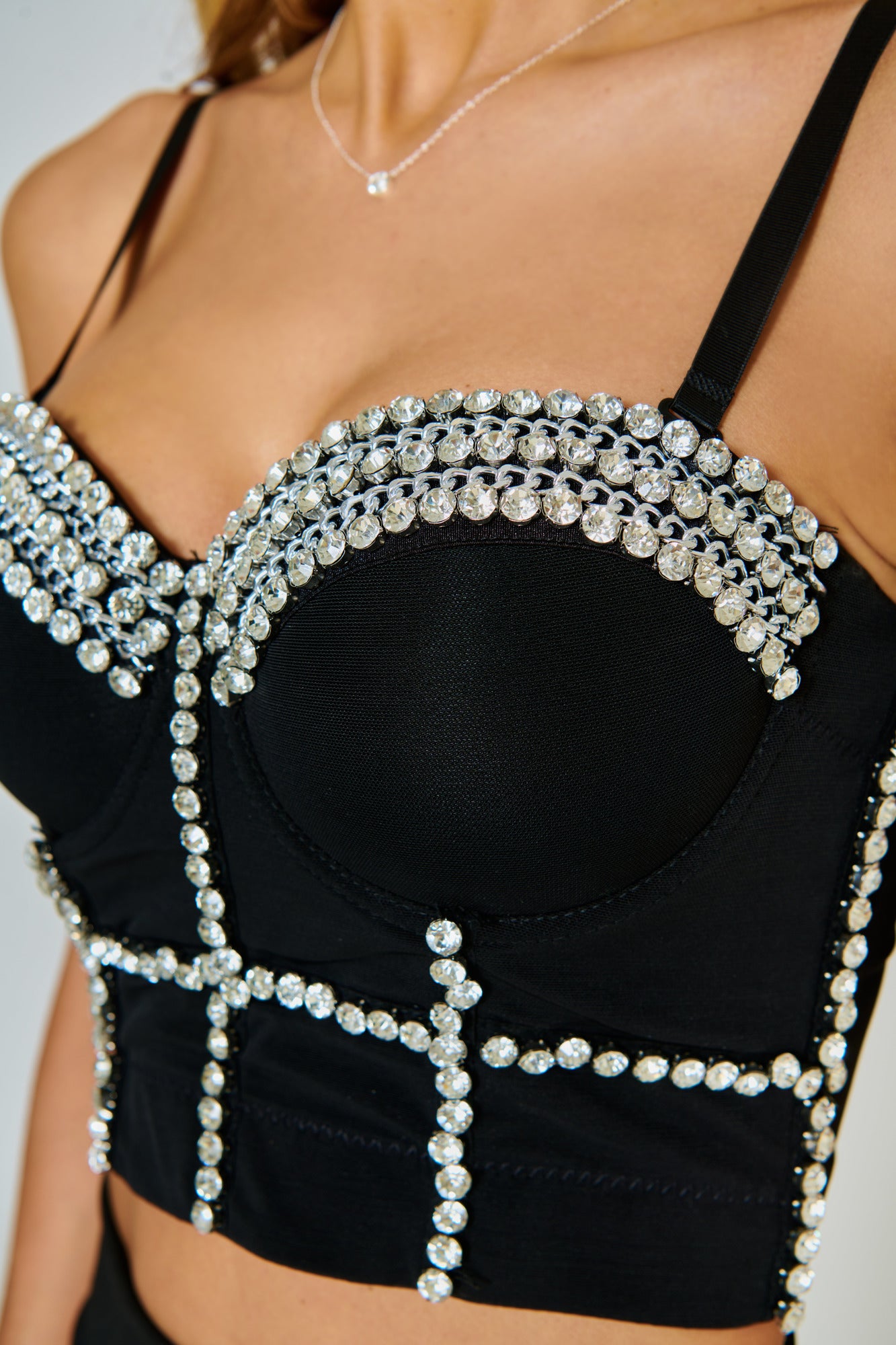 Black Ruby Rhinestone Corset Top