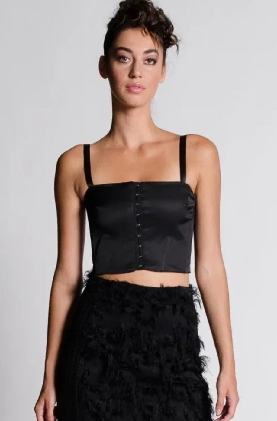 Black Satin Bustier Top - MISSANDEI