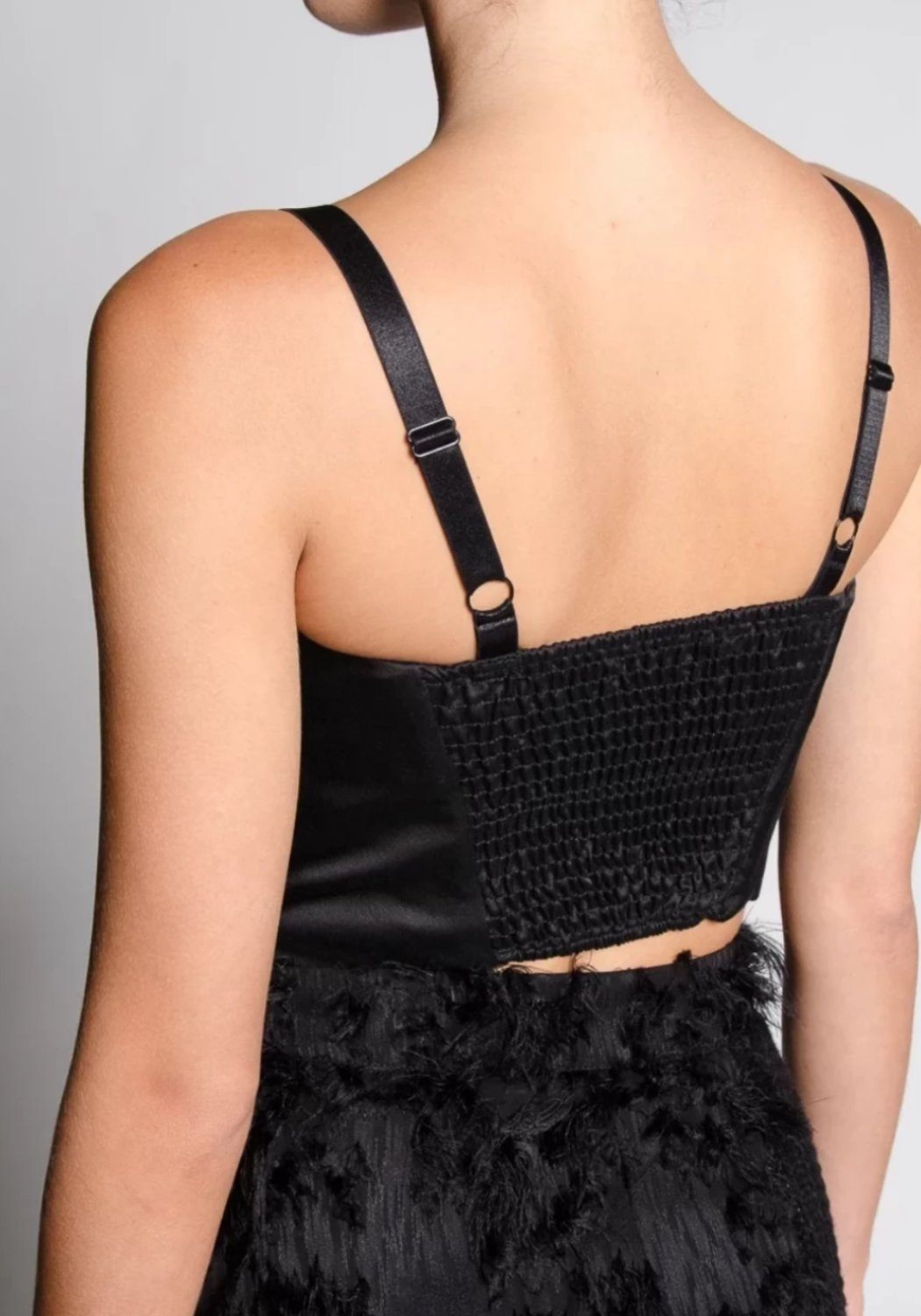 Black Satin Bustier Top - MISSANDEI