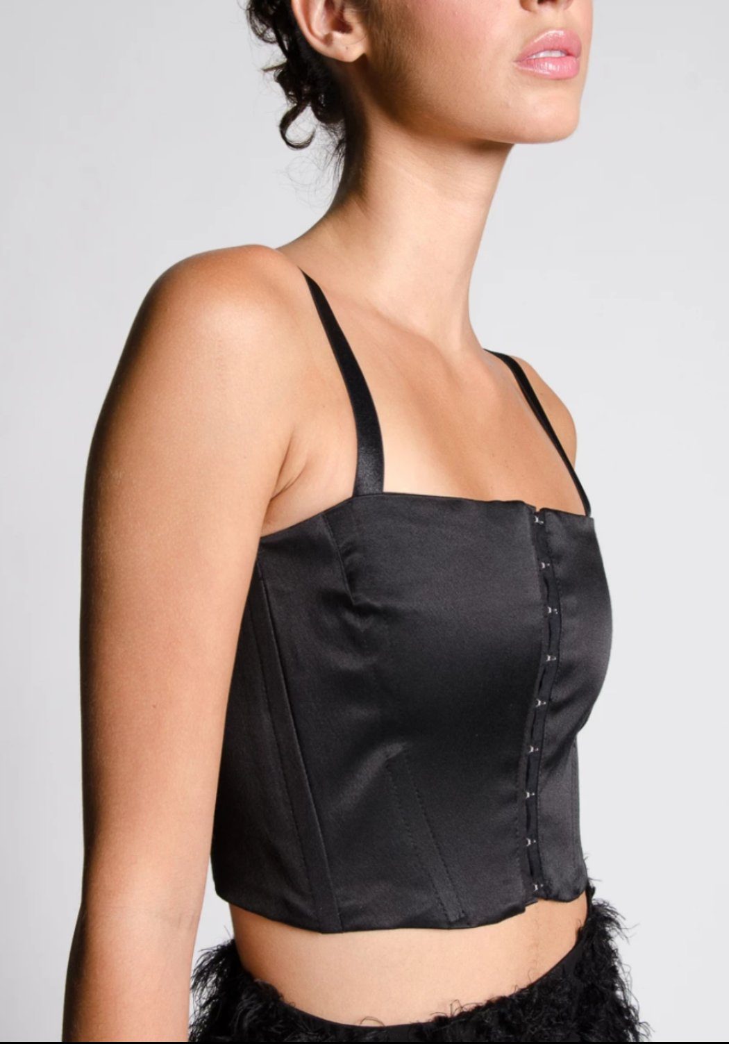 Black Satin Bustier Top - MISSANDEI