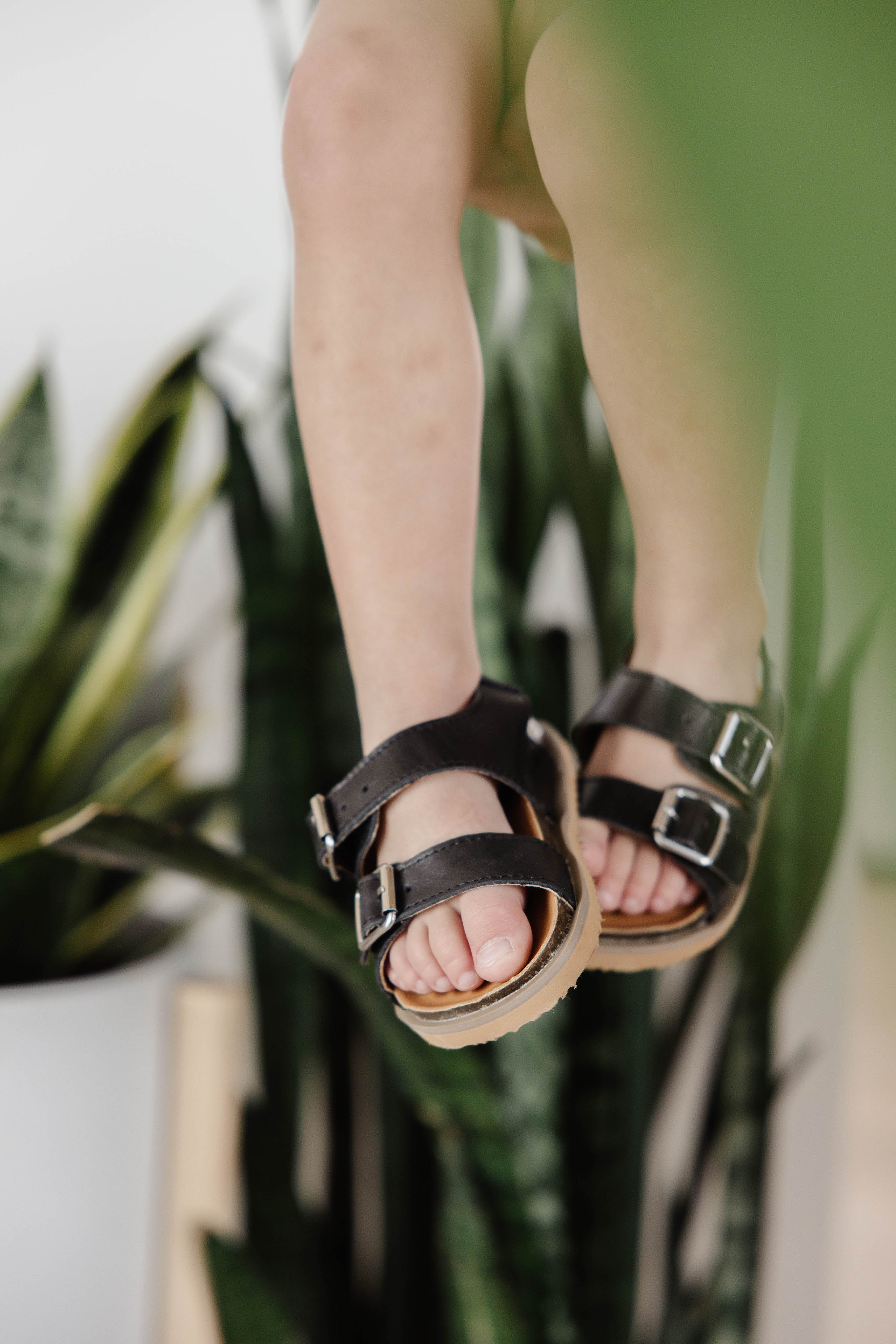 Black - Strappy Buckle Sandal