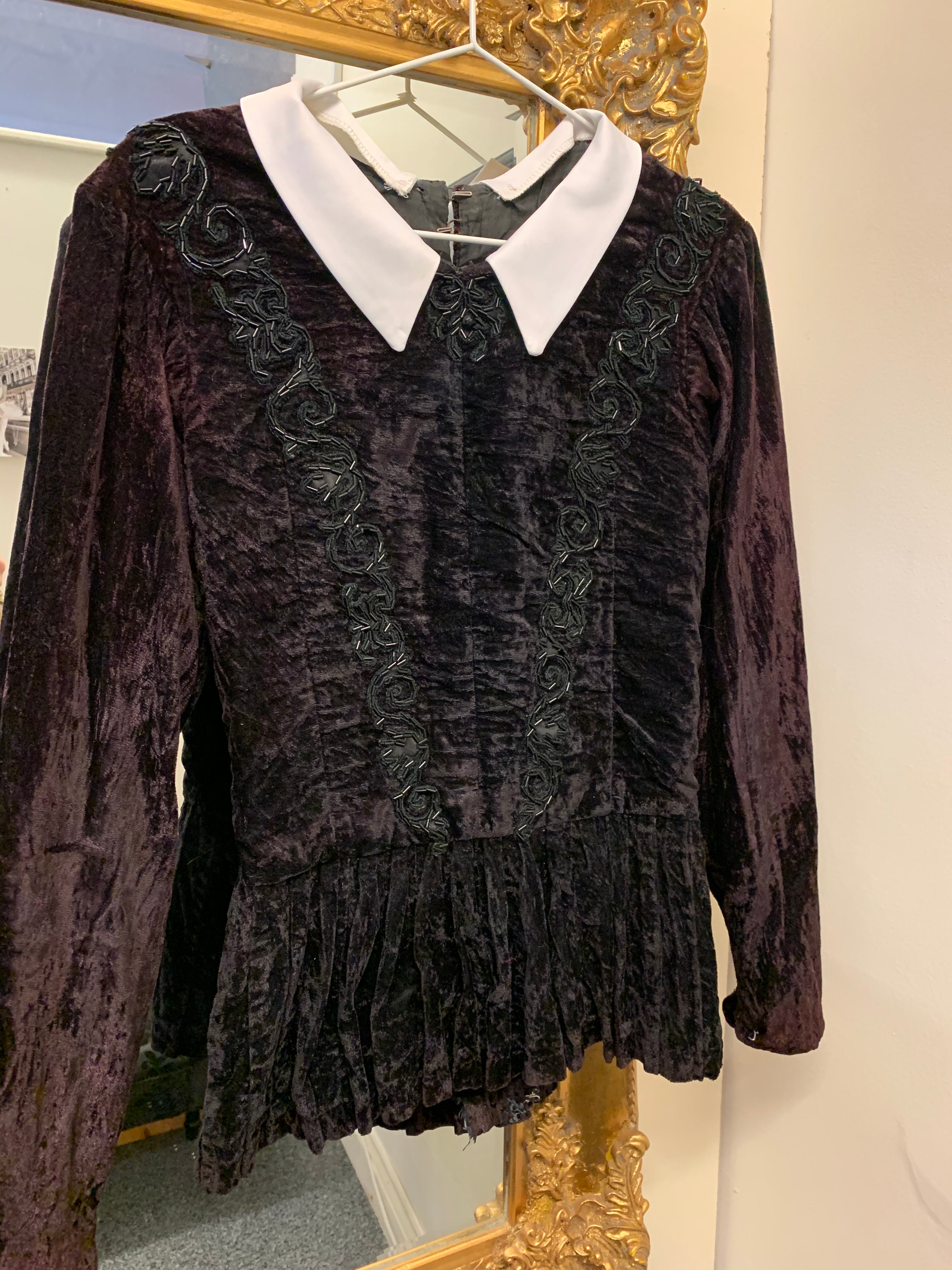 Black velvet embroidered tunic for rent