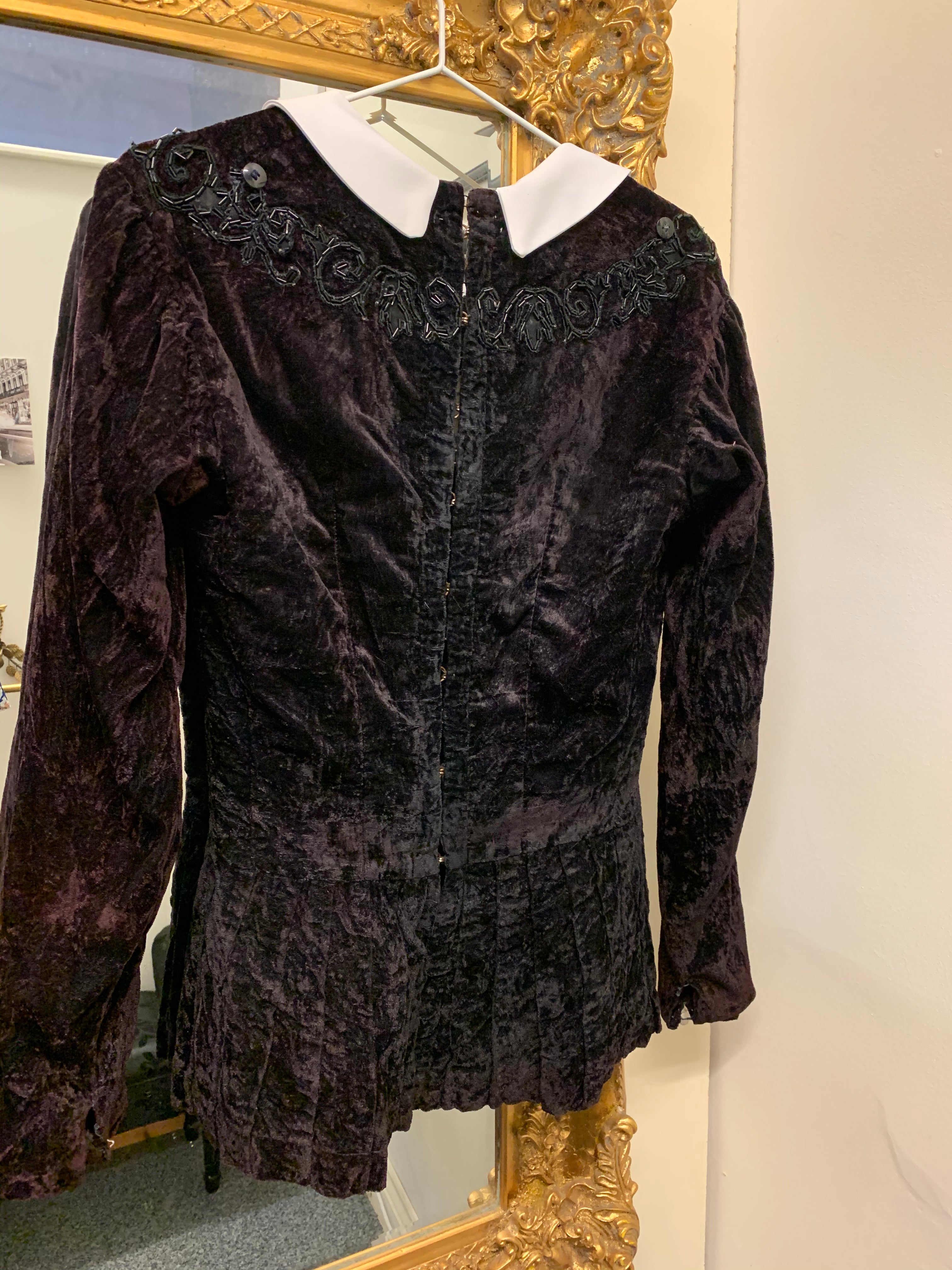 Black velvet embroidered tunic for rent