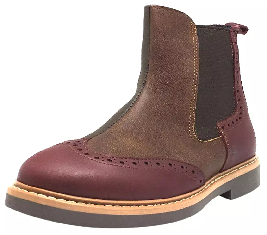 BluBlonc Ankle Boots - Burgundy, Tan, Olive Leather, Tri-Color, Zippered