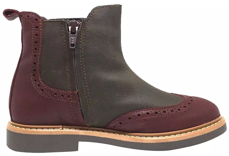 BluBlonc Ankle Boots - Burgundy, Tan, Olive Leather, Tri-Color, Zippered