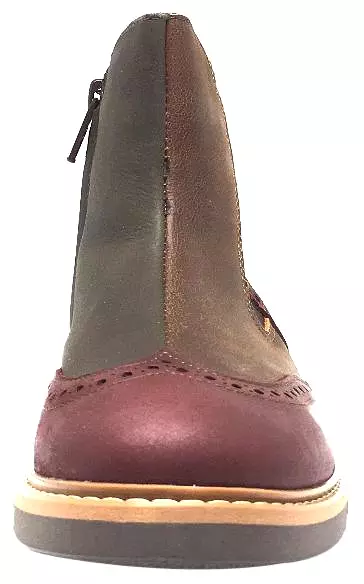 BluBlonc Ankle Boots - Burgundy, Tan, Olive Leather, Tri-Color, Zippered