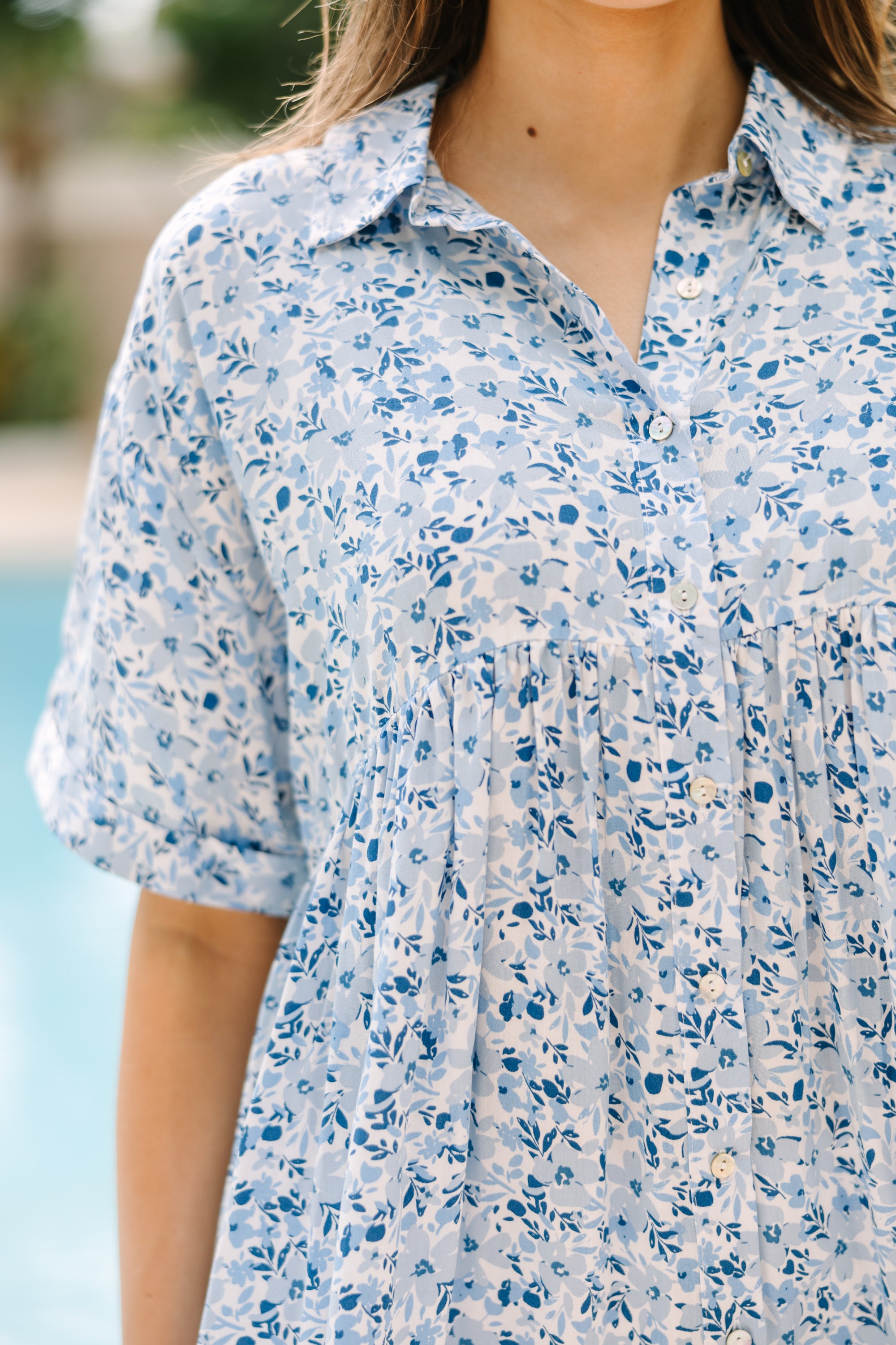 Blue Floral Tunic - Stay on-trend with this must-have fashion piece!