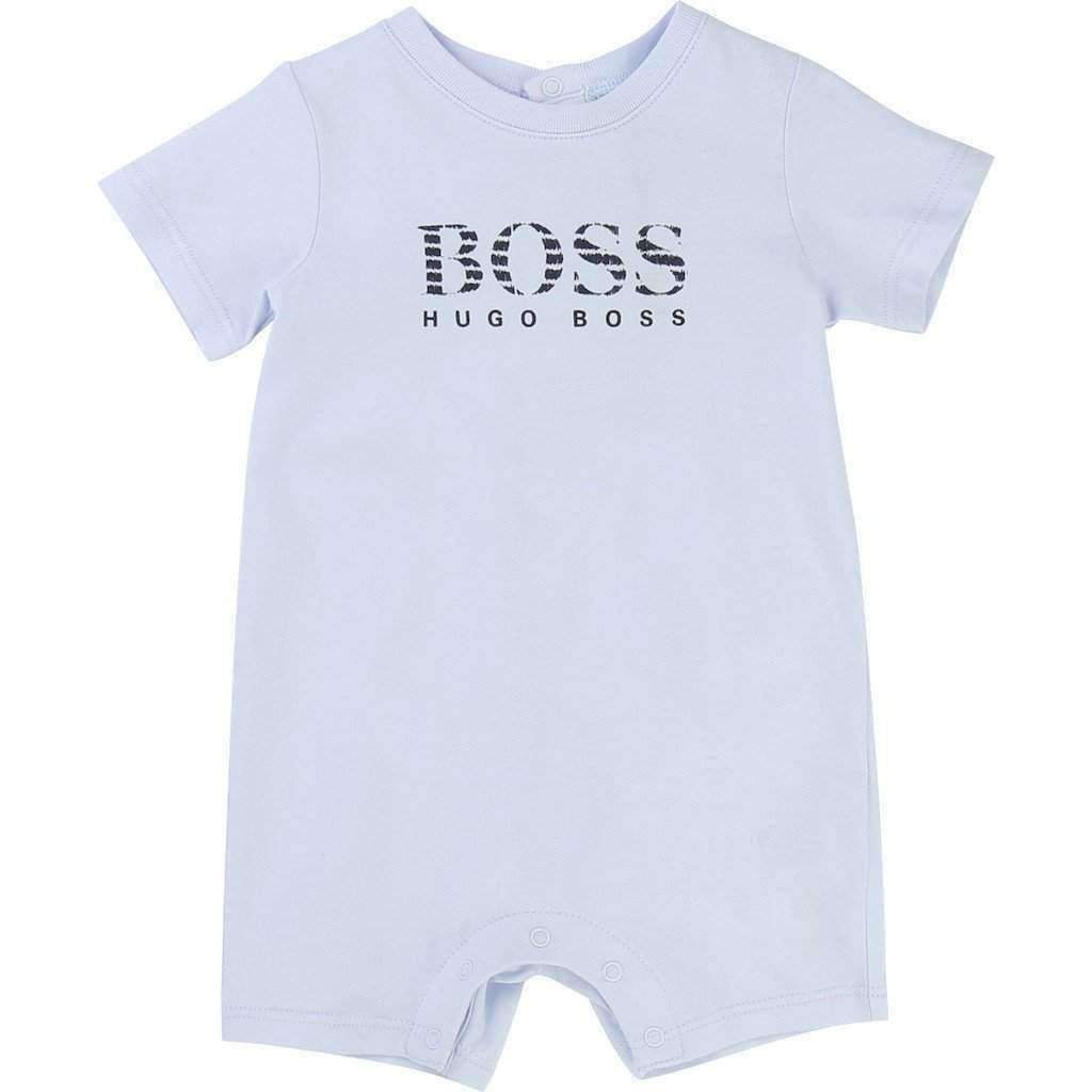 Blue Short Sleeve Baby Bodysuit.