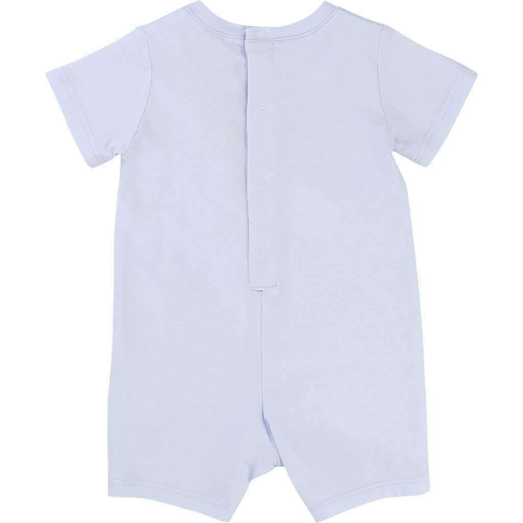 Blue Short Sleeve Baby Bodysuit.