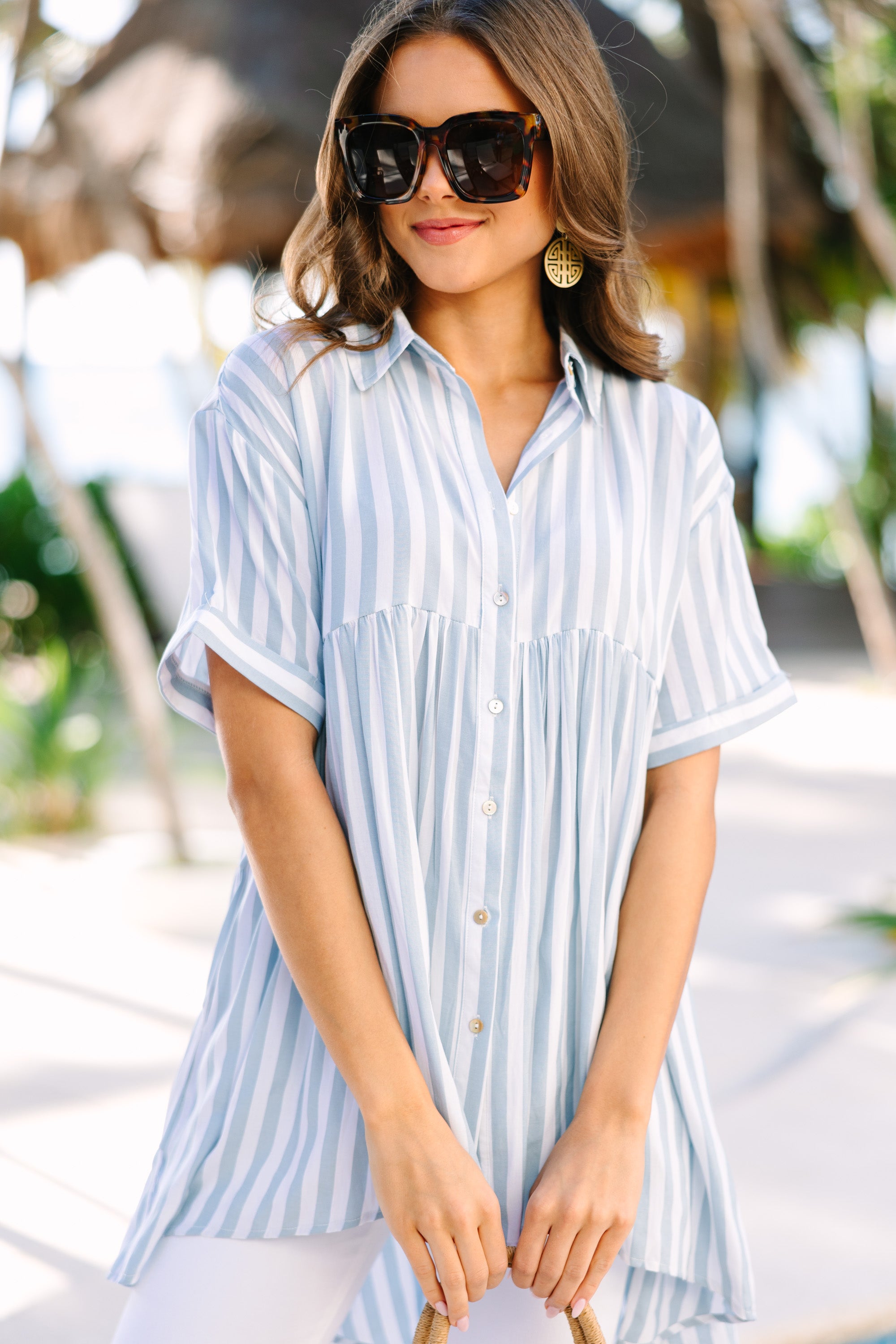 Blue Striped Tunic - Never Leave You Behind