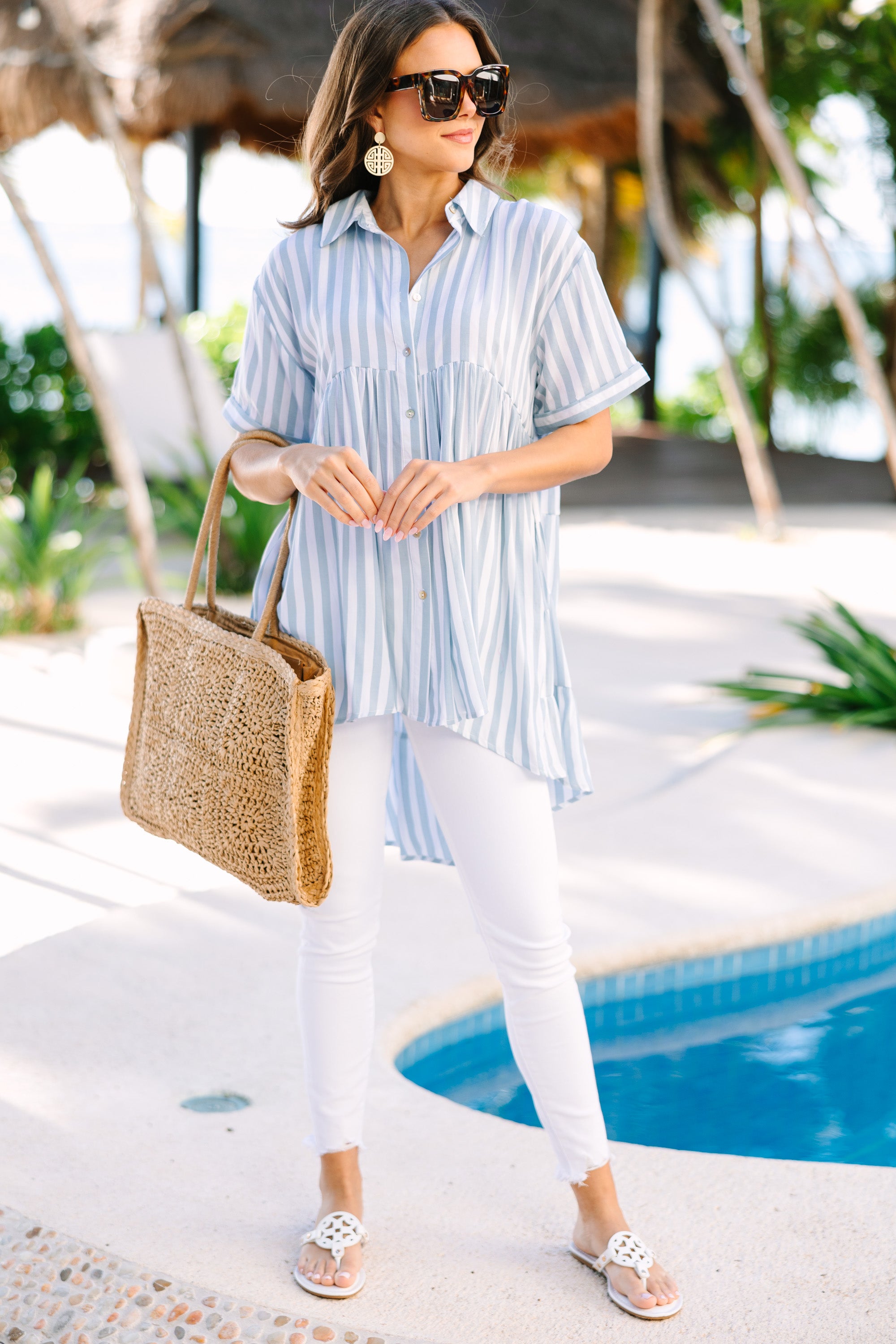 Blue Striped Tunic - Never Leave You Behind