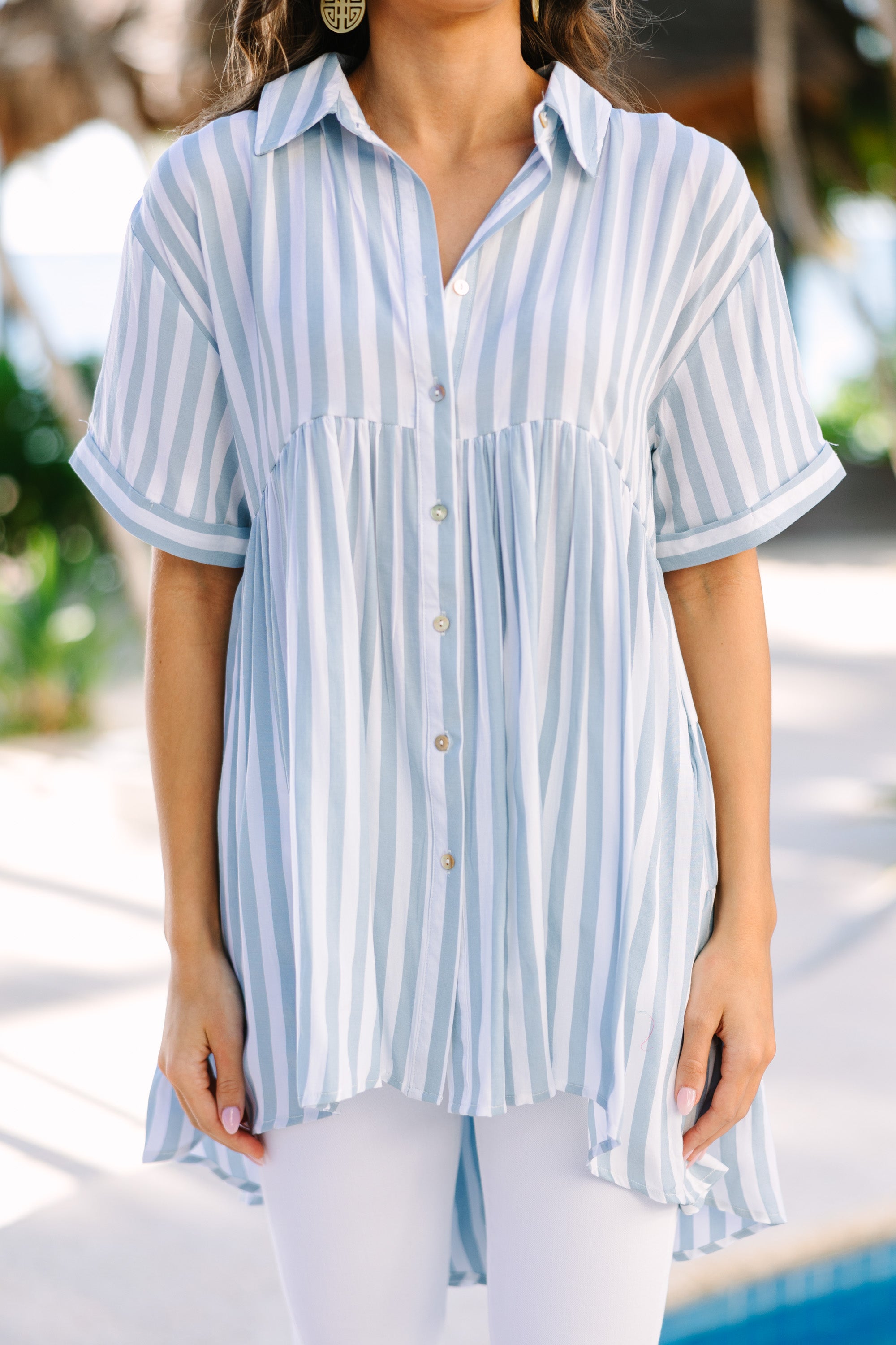 Blue Striped Tunic - Never Leave You Behind