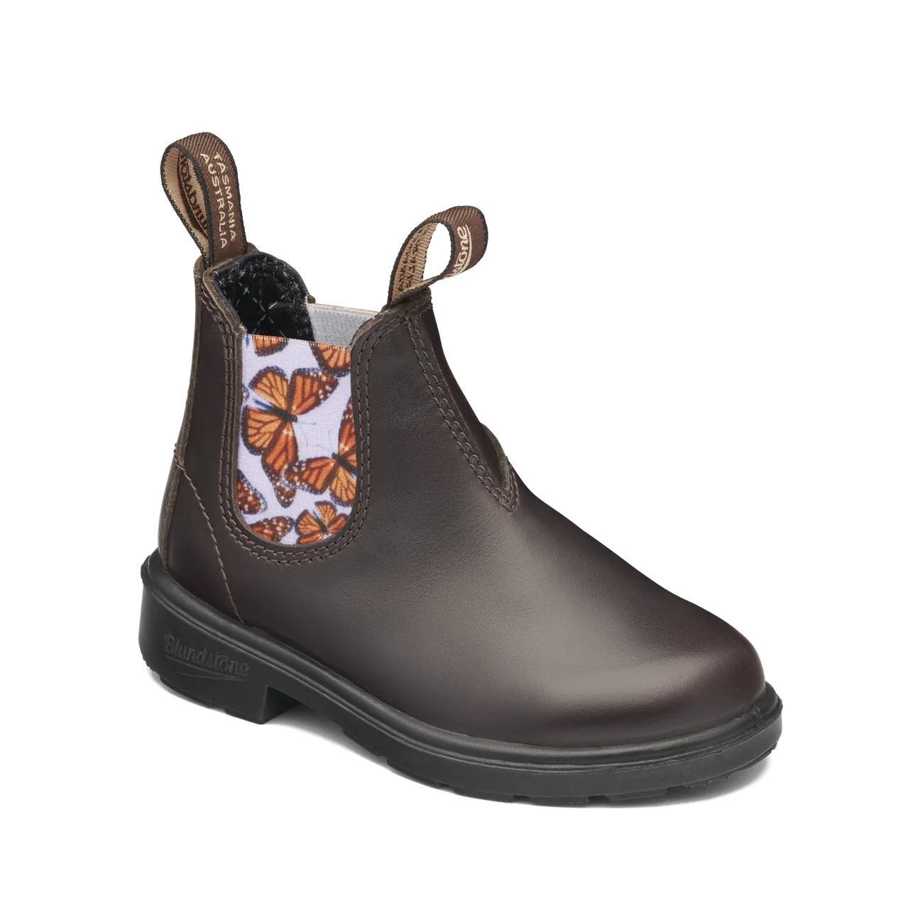 Blundstone Kids' Boot - Brown with Lilac Butterfly Elastic