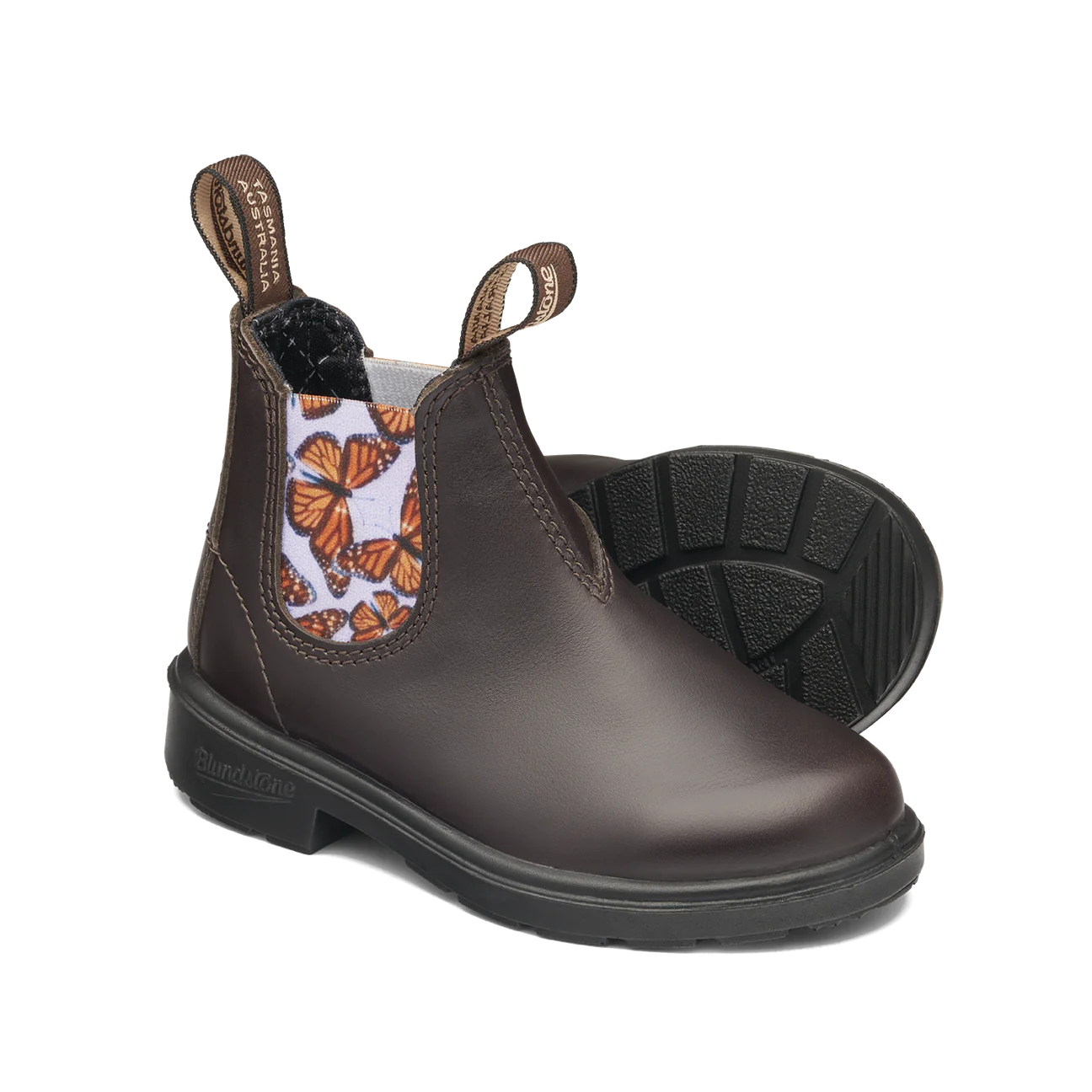 Blundstone Kids' Boot - Brown with Lilac Butterfly Elastic