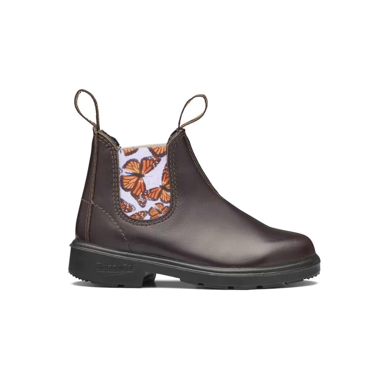 Blundstone Kids' Boot: Brown with Lilac Butterfly Elastic