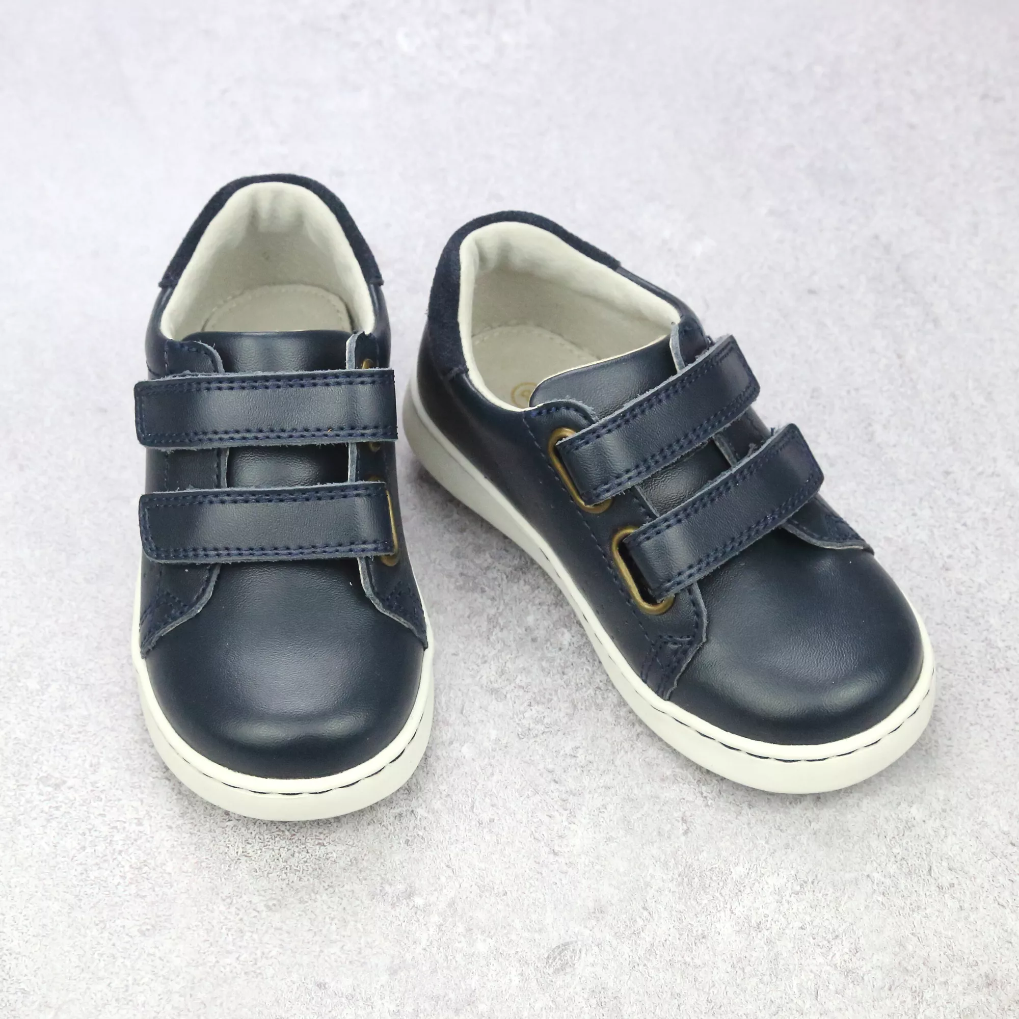 Boys Double Velcro Leather Sneaker