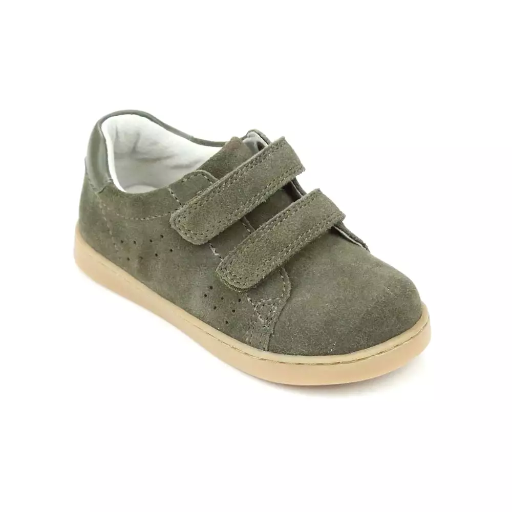 Boys Double Velcro Leather Sneaker