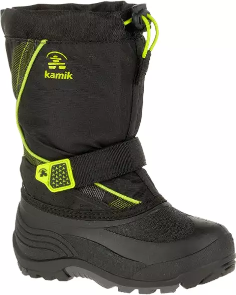 Boy's Kamik Snowfall P Insulated Boot Black Lime