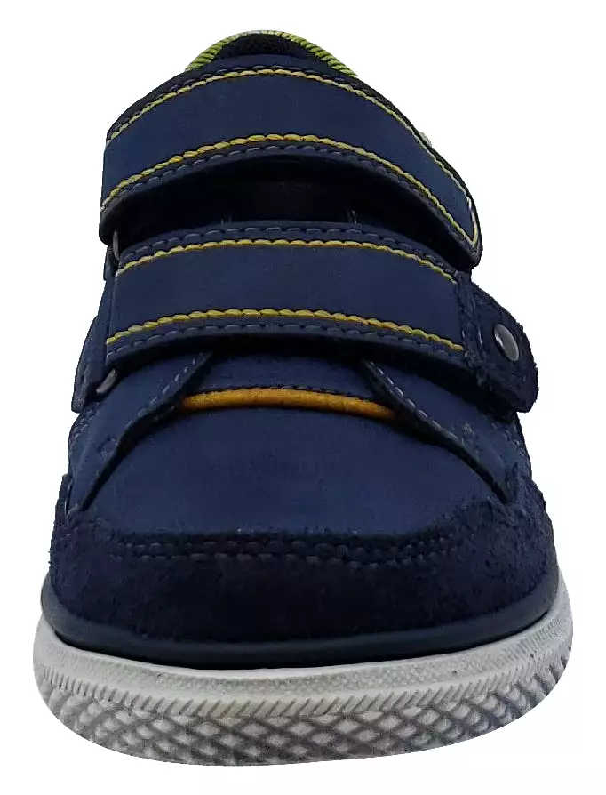 Boy's Navy Leather Sneaker with Hook and Loop - Beeko Torrington II