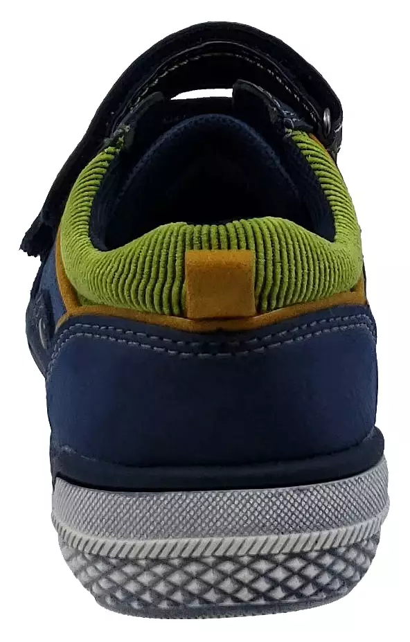 Boy's Navy Leather Sneaker with Hook and Loop - Beeko Torrington II