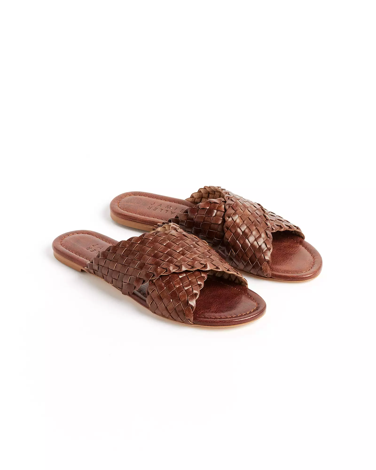 Brown Braided Woven Strap Slide