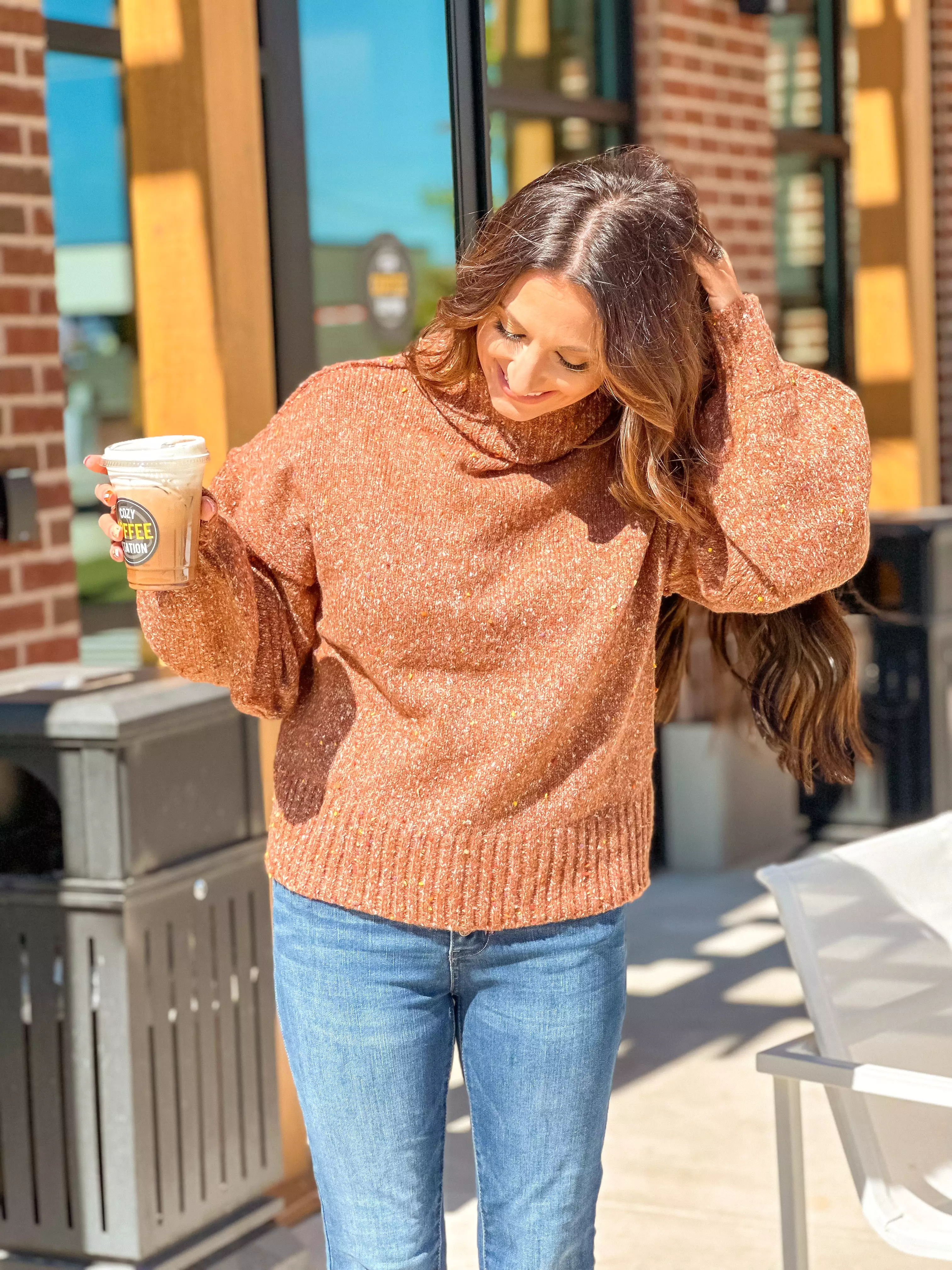 Brown Turtleneck Sweater