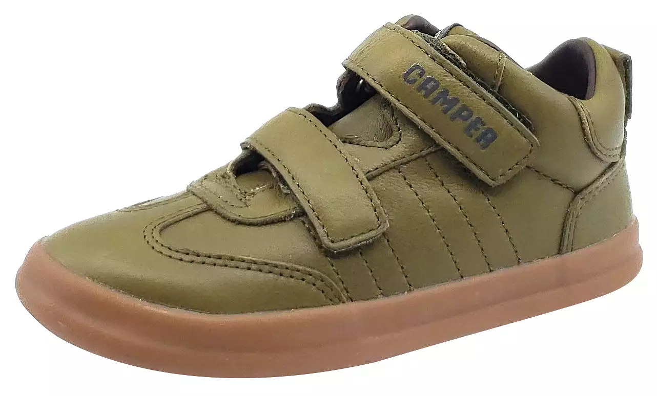 Camper Green Leather Hook and Loop Sneaker for Boys