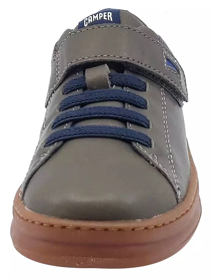 Camper Runner Sneaker - Grey Leather - Elastic - Hook and Loop - Boy's