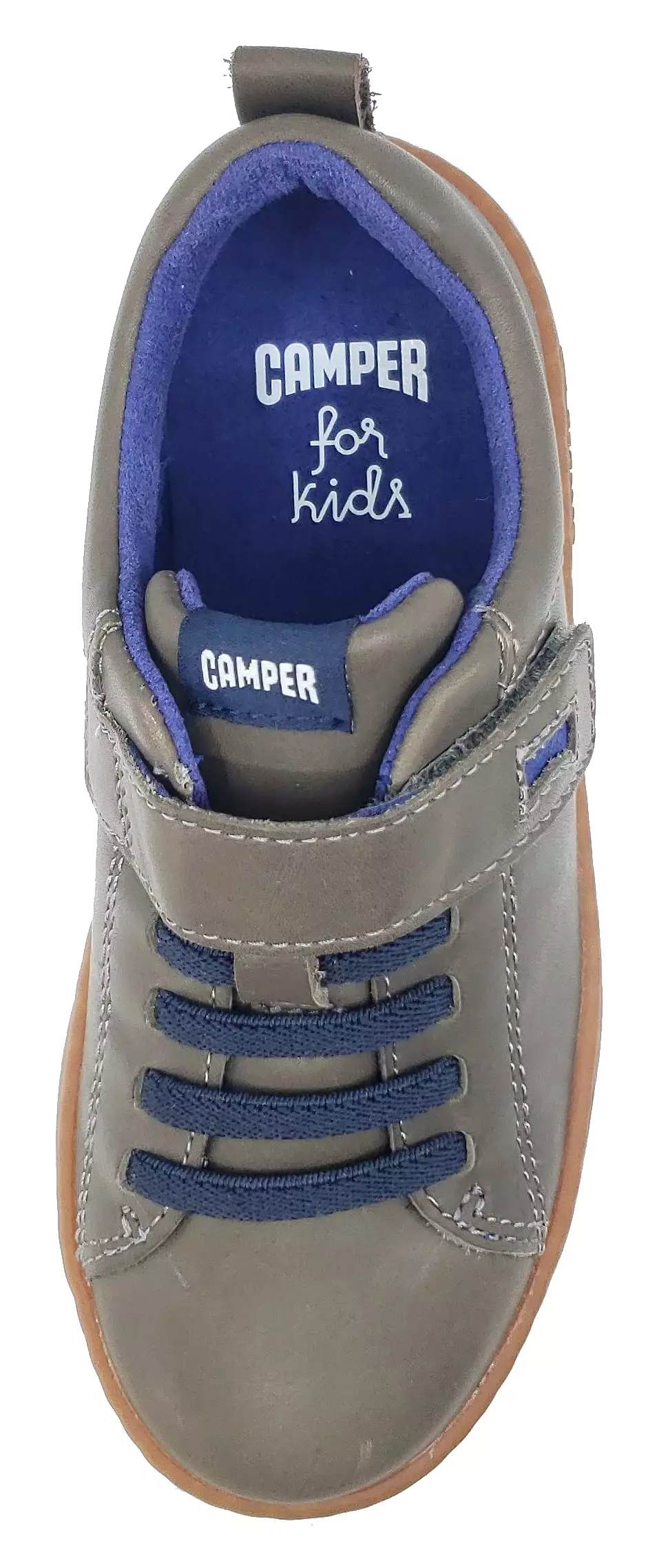 Camper Runner Sneaker - Grey Leather - Elastic - Hook and Loop - Boy's