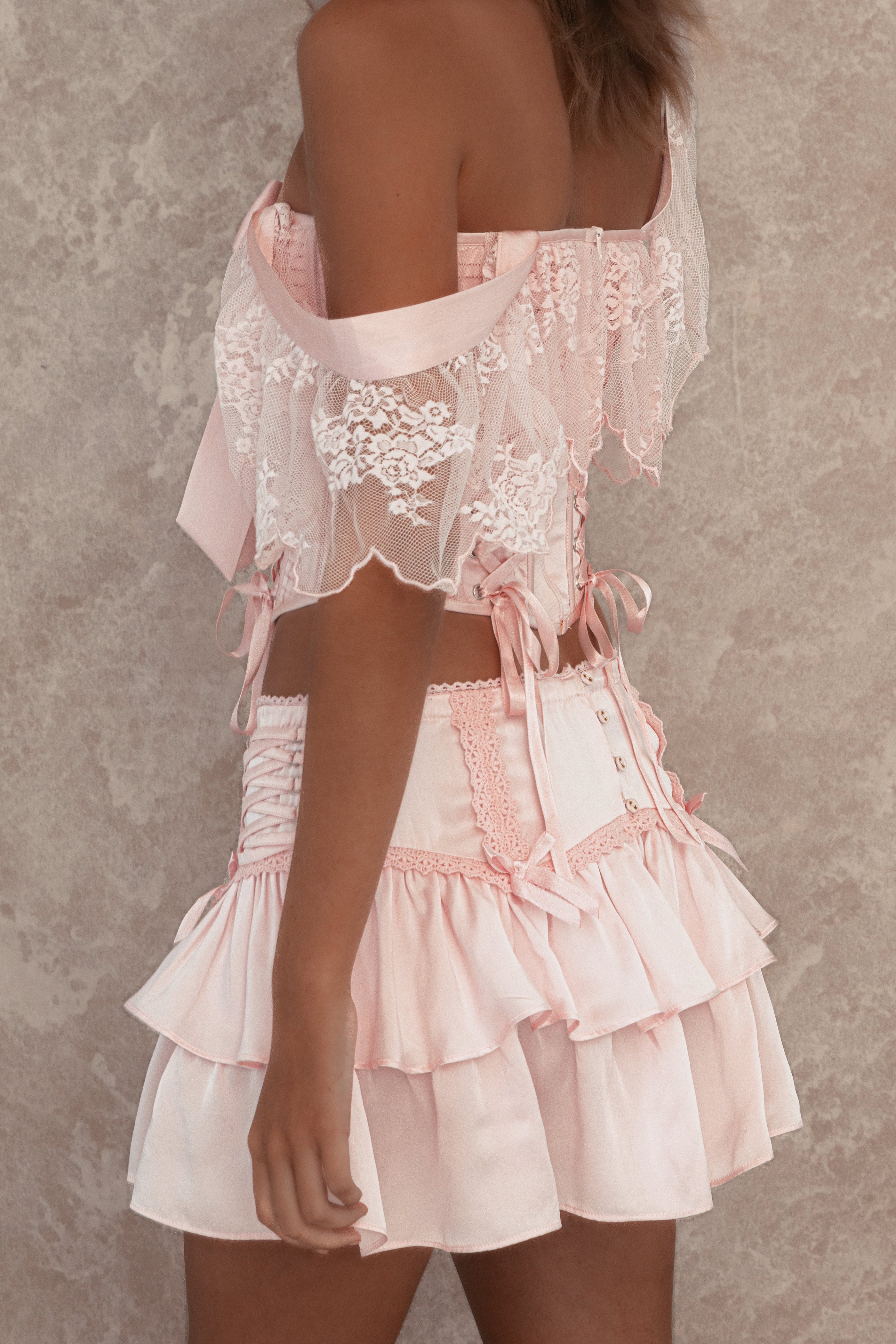 Candy Pink Renaissance Bow Corset