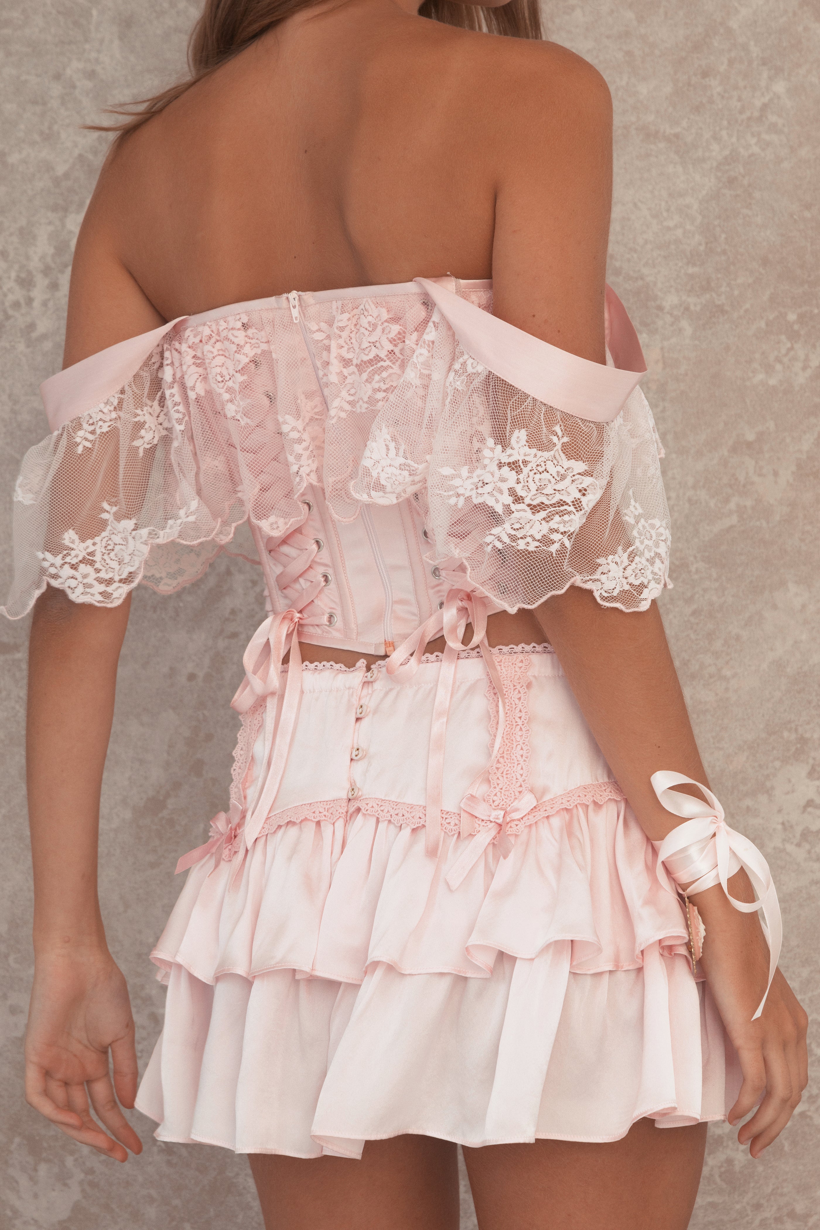 Candy Pink Renaissance Bow Corset