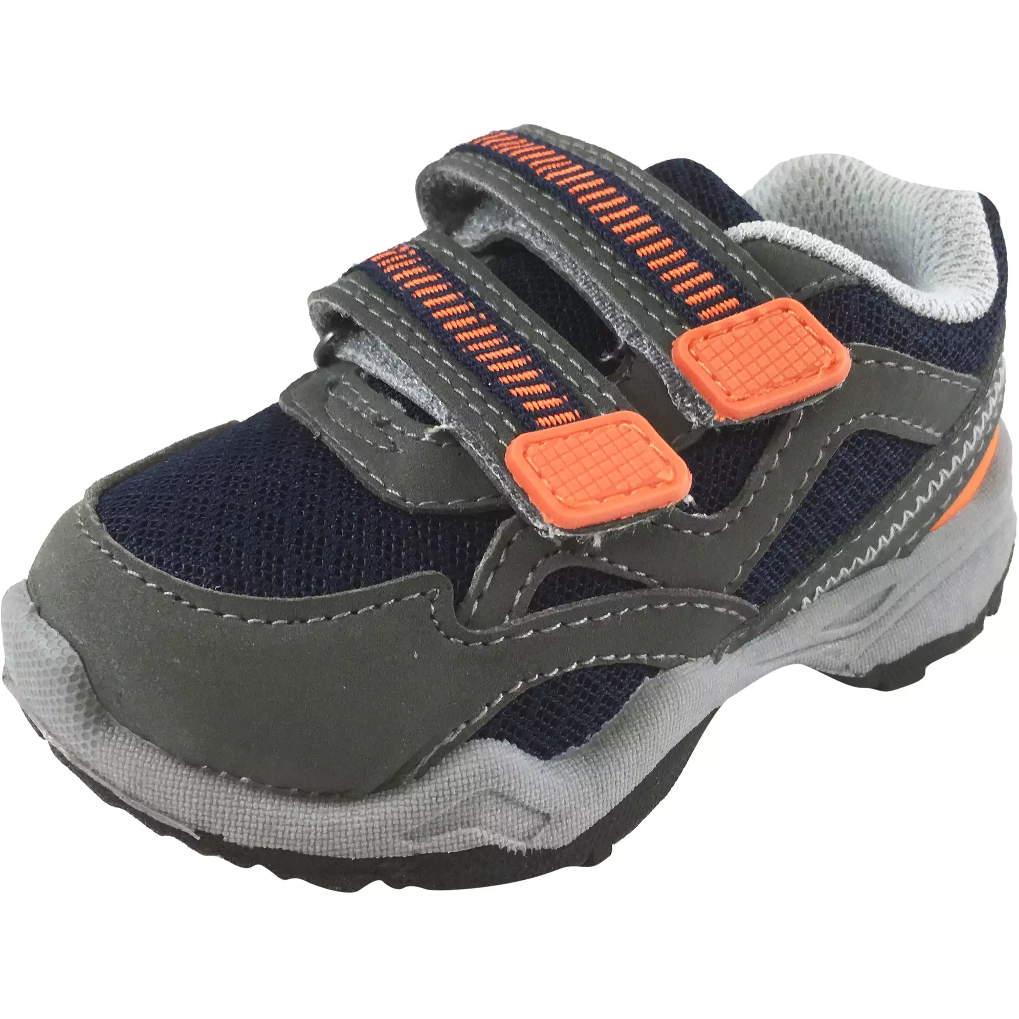 Carter's Grey Navy Orange Wavy Trail Hiker Sneaker - Double Hook and Loop