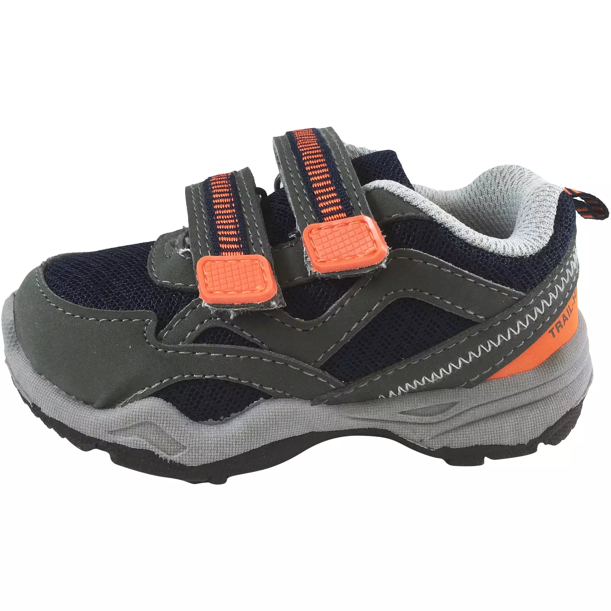 Carter's Grey Navy Orange Wavy Trail Hiker Sneaker - Double Hook and Loop