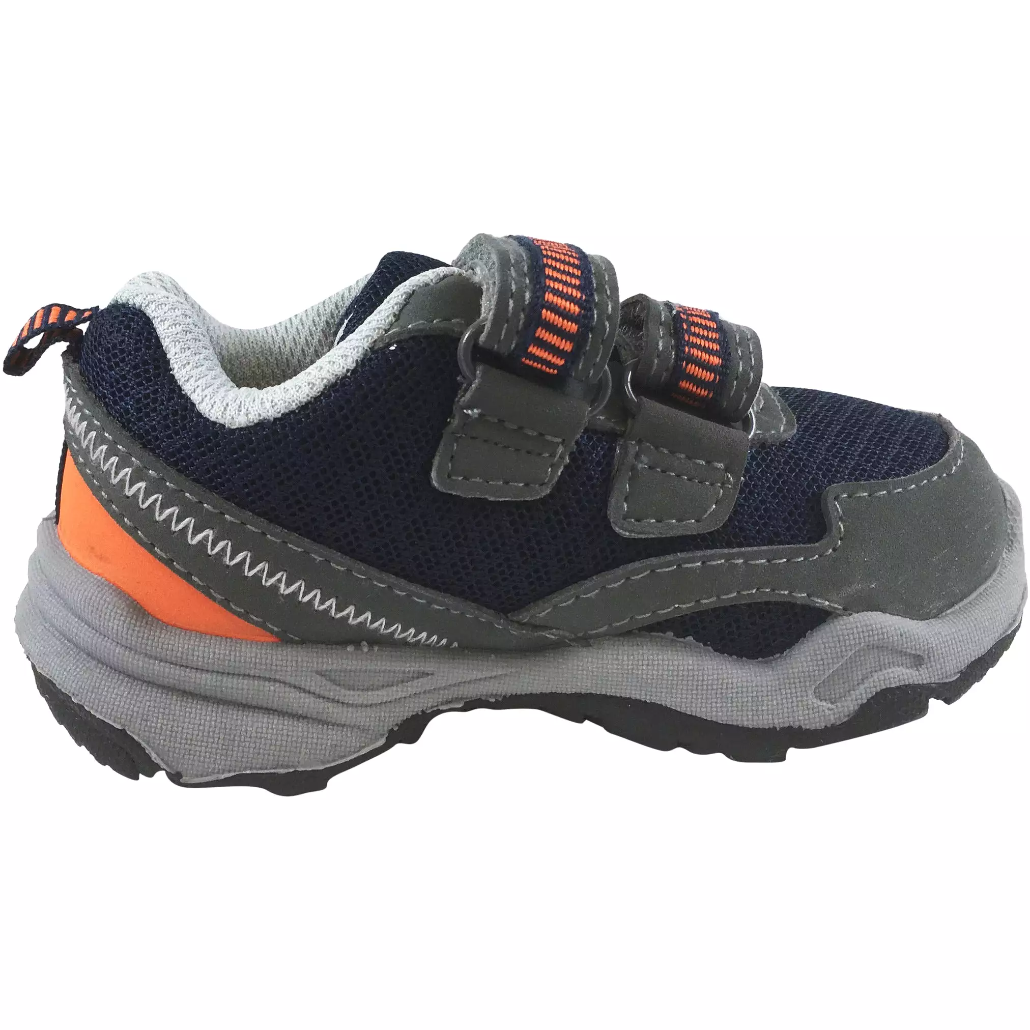 Carter's Grey Navy Orange Wavy Trail Hiker Sneaker - Double Hook and Loop