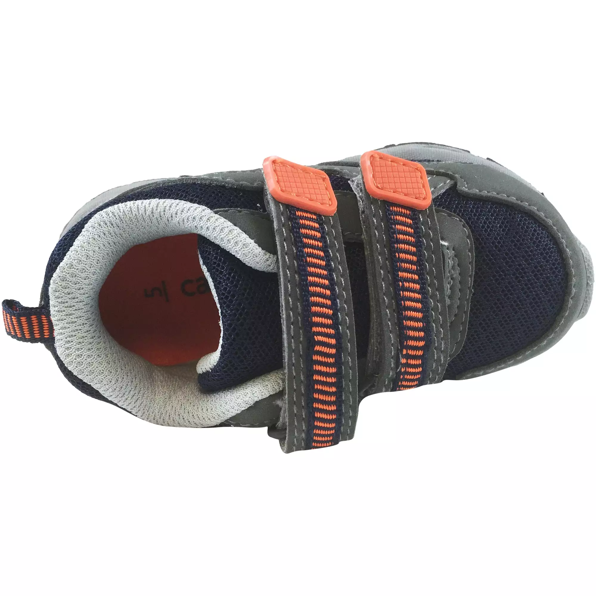 Carter's Grey Navy Orange Wavy Trail Hiker Sneaker - Double Hook and Loop