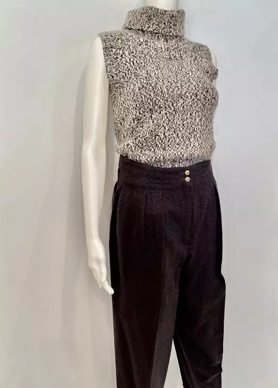 Chanel 04A Fall 2004 Cashmere Brown Tweed Turtleneck Sweater Top - FR 36 US 4