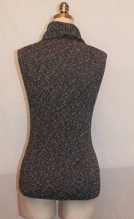 Chanel 05A 2005 Fall Gray Metallic Knit Sleeveless Turtleneck Sweater Top FR 38 - Online Shopping