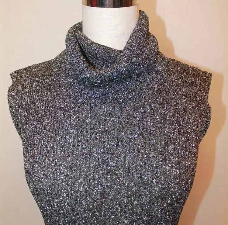 Chanel 05A 2005 Fall Gray Metallic Knit Sleeveless Turtleneck Sweater Top FR 38 - Online Shopping