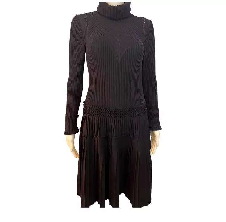 Chanel 08A Black Turtleneck Sweater Dress Fall 2008 FR 40 US 4/6