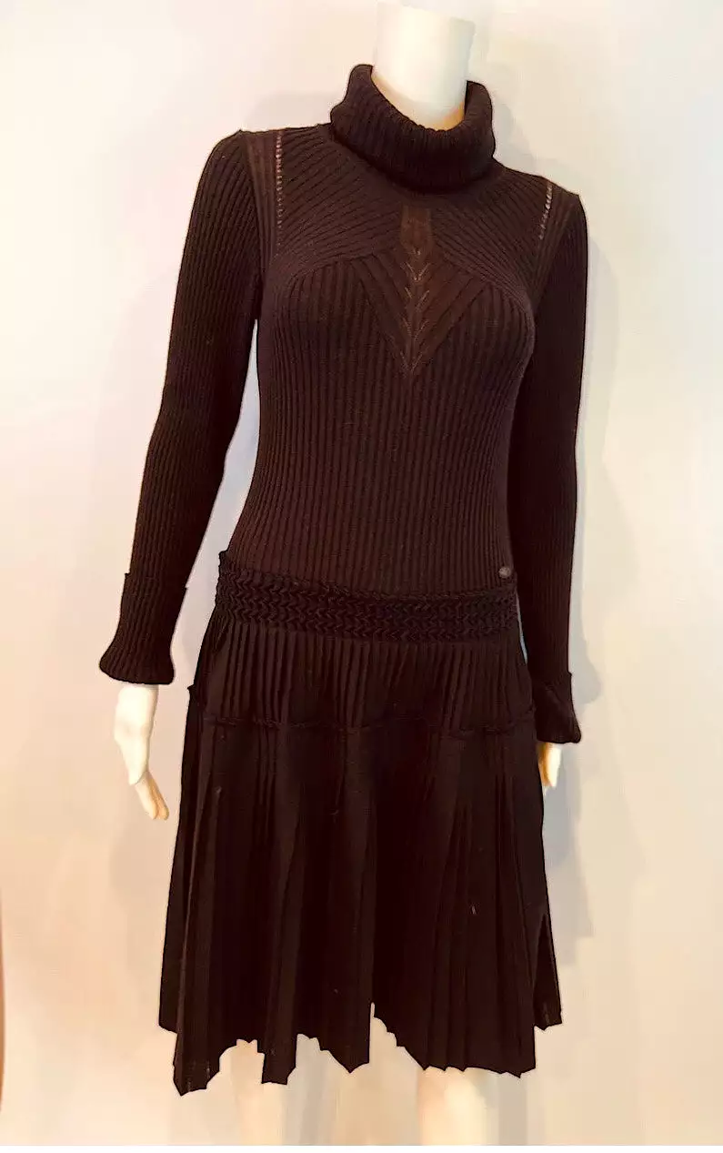 Chanel 08A Black Turtleneck Sweater Dress Fall 2008 FR 40 US 4/6