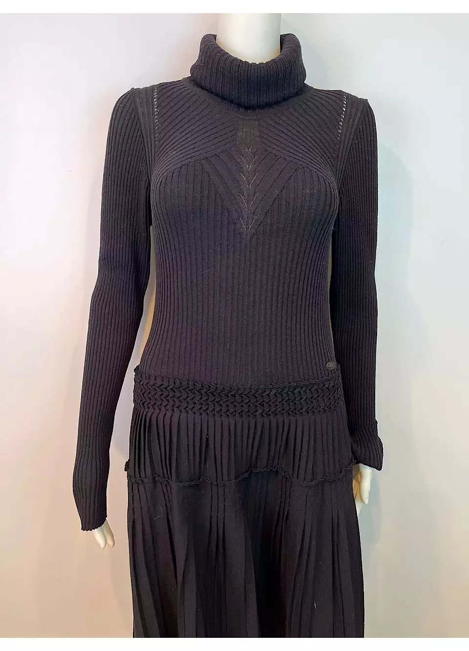 Chanel 08A Black Turtleneck Sweater Dress Fall 2008 FR 40 US 4/6