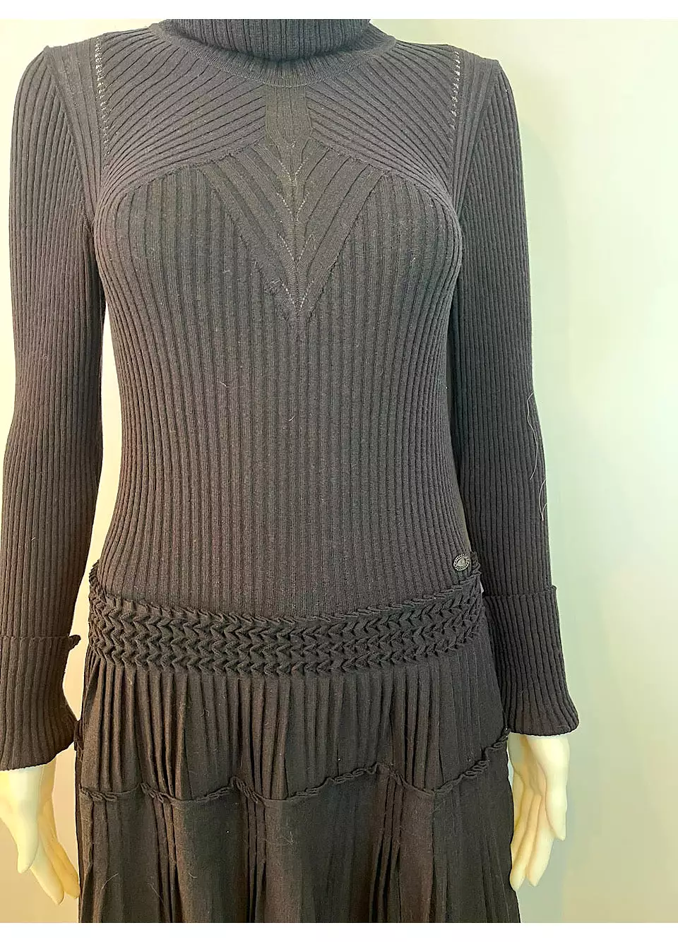 Chanel 08A Black Turtleneck Sweater Dress Fall 2008 FR 40 US 4/6