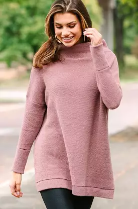 Chestnut Brown Mock Neck Tunic