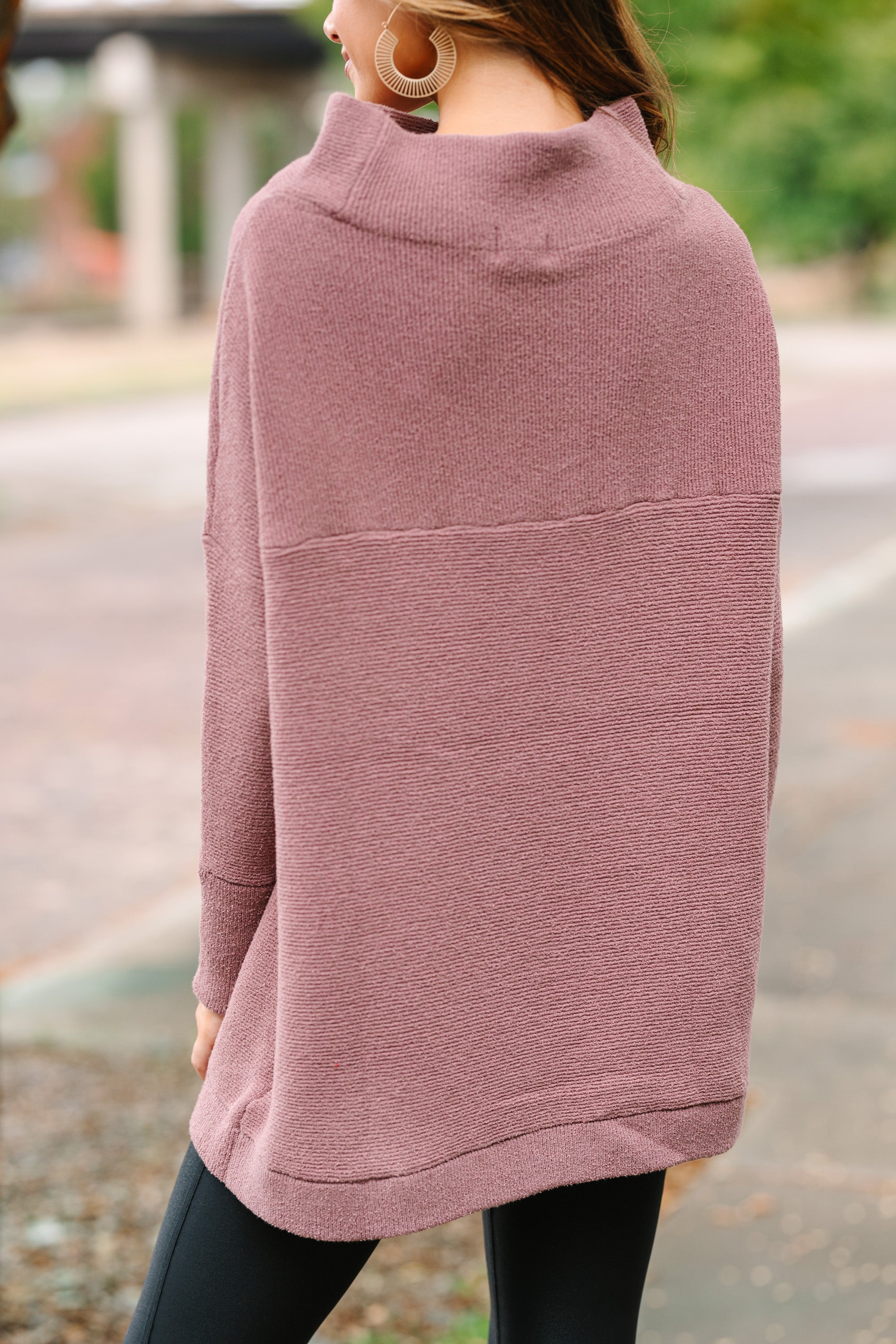 Chestnut Brown Mock Neck Tunic