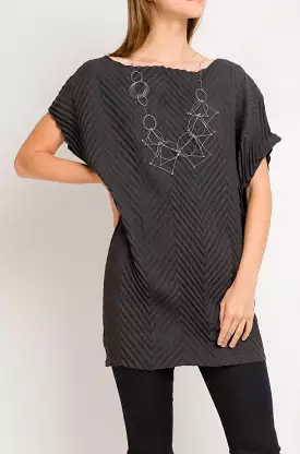 Chevron Andy Tunic Dress - Charcoal